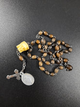 Load image into Gallery viewer, Antique Rosary For The Souls in Purgatory, Carved Janus Head, Nun&#39;s Rosary, Spina Beads, Silvered Steel Cross, Very Rare Circa 1885