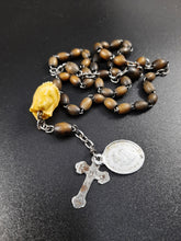 Load image into Gallery viewer, Antique Rosary For The Souls in Purgatory, Carved Janus Head, Nun&#39;s Rosary, Spina Beads, Silvered Steel Cross, Very Rare Circa 1885