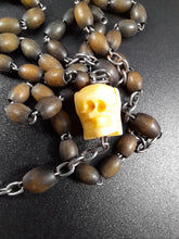 Load image into Gallery viewer, Antique Rosary For The Souls in Purgatory, Carved Janus Head, Nun&#39;s Rosary, Spina Beads, Silvered Steel Cross, Very Rare Circa 1885