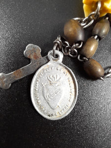 Antique Rosary For The Souls in Purgatory, Carved Janus Head, Nun's Rosary, Spina Beads, Silvered Steel Cross, Very Rare Circa 1885