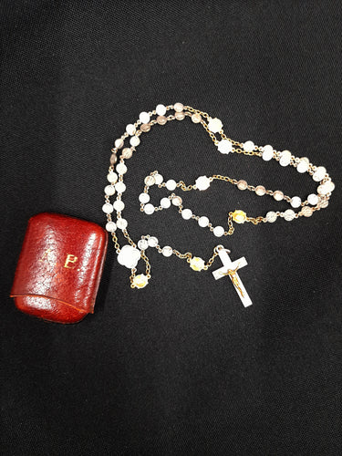 Solid Silver Rosary, 925 Silver with 22 Carat Gold Plating, Unique, 5 Decade, Leather Pouch, Beautiful Condition, Circa 1880