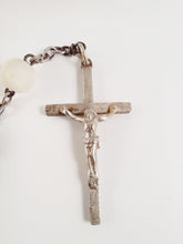 Load image into Gallery viewer, Antique Catholic Rosary, Hand Carved Mother Of Pearl Beads, Solid Silver Cross and Chain, Mother of Pearl Case, Circa 1880