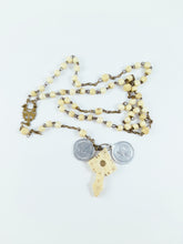 Load image into Gallery viewer, Antique Bone Rosary, Bronze Chain and Link Medal, With Two Pilgrimage Medals