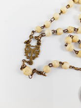 Load image into Gallery viewer, Antique Bone Rosary, Bronze Chain and Link Medal, With Two Pilgrimage Medals
