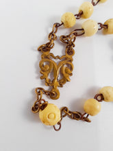 Load image into Gallery viewer, Antique Bone Rosary, Bronze Chain and Link Medal, With Two Pilgrimage Medals