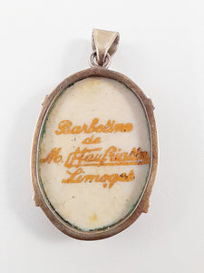 Our Lady Of Perpetual Sorrow Pendant by Marcel Chaufriasse, Very Rare, 3x2x0.4 cm, Gold Plated Silver Frame, Beautiful Condition
