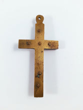 Load image into Gallery viewer, Antique Golgotha Crucifix – Handmade Bronze &amp; Ebony Inlay, Mid-18th Century Religious Cross, Rare Christian Devotional Art