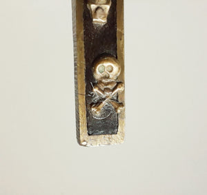 Antique Golgotha Crucifix – Handmade Bronze & Ebony Inlay, Mid-18th Century Religious Cross, Rare Christian Devotional Art