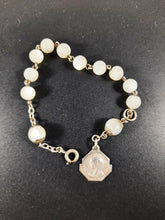 Load image into Gallery viewer, Antique Rosary Bracelet, Single Decade, Solid Silver Chain, Clasp and Virgin Mary Medal, Hallmarked, Mother of Pearl Beads, Circa 1890