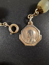 Load image into Gallery viewer, Antique Rosary Bracelet, Single Decade, Solid Silver Chain, Clasp and Virgin Mary Medal, Hallmarked, Mother of Pearl Beads, Circa 1890