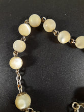 Load image into Gallery viewer, Antique Rosary Bracelet, Single Decade, Solid Silver Chain, Clasp and Virgin Mary Medal, Hallmarked, Mother of Pearl Beads, Circa 1890