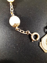 Load image into Gallery viewer, Antique Rosary Bracelet, Single Decade, Solid Silver Chain, Clasp and Virgin Mary Medal, Hallmarked, Mother of Pearl Beads, Circa 1890