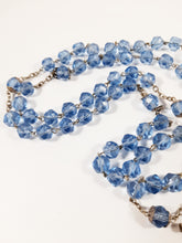 Load image into Gallery viewer, Faith, Hope and Charity Rosary, French, Large Hand Cut Blue Crystal Beads, Puffed Silver Cross and Link Medal, French Circa 1890