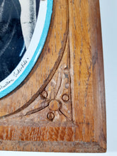 Load image into Gallery viewer, St Bernadette of Lourdes, Enamel Plaque Set Onto Carved Oak Base, Late 19th Century, 15 x 18 x 2 cm, Lovely Condition