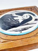 Load image into Gallery viewer, St Bernadette of Lourdes, Enamel Plaque Set Onto Carved Oak Base, Late 19th Century, 15 x 18 x 2 cm, Lovely Condition