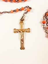 Load image into Gallery viewer, Antique Coral Rosary, French, Made By Adolphe Penin, Hallmarked, Vermeil Cross Medals and Chain, 32 cm Lady's or Child's