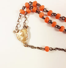 Load image into Gallery viewer, Antique Coral Rosary, French, Made By Adolphe Penin, Hallmarked, Vermeil Cross Medals and Chain, 32 cm Lady's or Child's