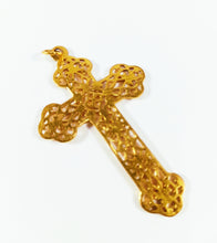 Load image into Gallery viewer, Antique Pendant Cross, 22 carat Gold Plated , 5 x 3.5 centimetres, 4.1 grams, Circa 1920 By Delaby Jewelers of Bethune France