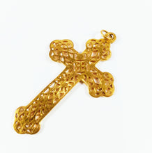 Load image into Gallery viewer, Antique Pendant Cross, 22 carat Gold Plated , 5 x 3.5 centimetres, 4.1 grams, Circa 1920 By Delaby Jewelers of Bethune France