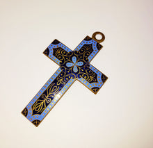 Load image into Gallery viewer, Antique Pendant Cross, French Enamelled Pendant Cross, French Cloisonne Cross, Circa 1870, 6 x 4 Centimetres, Perfect Condition