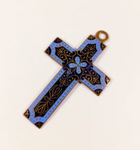 Load image into Gallery viewer, Antique Pendant Cross, French Enamelled Pendant Cross, French Cloisonne Cross, Circa 1870, 6 x 4 Centimetres, Perfect Condition