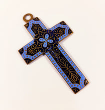 Load image into Gallery viewer, Antique Pendant Cross, French Enamelled Pendant Cross, French Cloisonne Cross, Circa 1870, 6 x 4 Centimetres, Perfect Condition