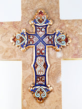 Load image into Gallery viewer, Holy Water Font, Limoges Enamel On Bronze, by Emile Bouasse, Solid Bronze Back, Marble Base circa 1870