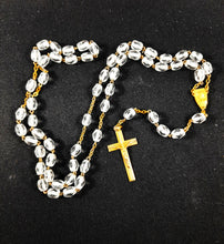 Load image into Gallery viewer, Art Deco Rosary, 22k Rolled Gold Cross, Links and Chain, Hand Cut, Rock Crystal Beads, Hallmarked, Circa 1925
