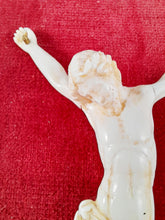 Load image into Gallery viewer, Dieppe Work Crucifix, Travail Dieppoise, Very Fine Bone Carved Corpus Christi 13 x 8 cm Mounted on velvet with Gilded Frame Circa 1830