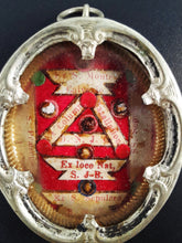 Load image into Gallery viewer, Silver Passion Reliquary of the Column of Flagellation of Jesus Christ Plus 5 Important Relics Circa 1800. Intact wax seal
