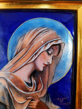 Load image into Gallery viewer, Limoges Enamel Of The Virgin Mary, by Pierre Bonnet Master Enameller Of France, French Religious Enamel From Limoges France circa 1930