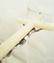 Load image into Gallery viewer, Antique Mother Of Pearl and Solid Silver Corpus Christi, Art Nouveau Pendant Cross, 8.5 x 4.5 cm, French circa 1870
