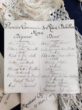 Load image into Gallery viewer, Antique 1st Communion Brassards 1912 Hand Made by Madame Jeanne Lagrange for Her Son Robert Dubillon