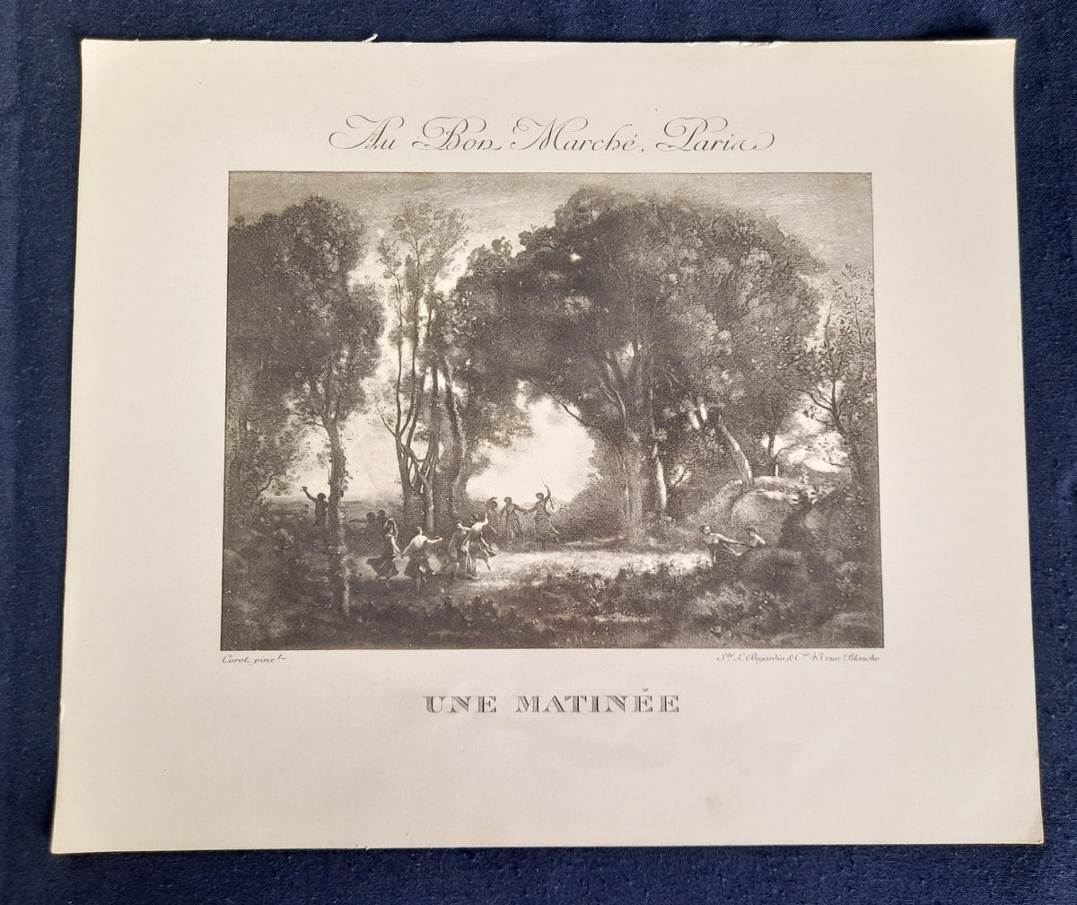 4 stampe d'arte Le Bon Marché su Lancret, Corot, Millet e Watteau, 33 × 28 cm