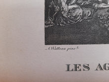 Charger l'image dans la galerie, Set of Four Original Fine Art Prints by Nicolas Lancret, Camille Corot, J.F. Millet and A. Watteau