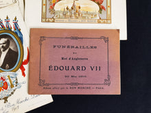Load image into Gallery viewer, Souvenir Card Set from Le Bon Marche - Visits By Tsar Nicholas II in 1901 and 1902, King of Spain 1913 and Funeral of King Edward VII