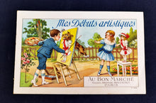 Load image into Gallery viewer, French promotional chromolithograph postcard titled "Mes Débuts artistiques" 6 Booklets in Excellent Condition, Very Rare