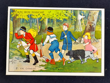 Load image into Gallery viewer, The Hunt - Complete Set of 6 Cards Designed and signed by Walter Thor Circa 1900