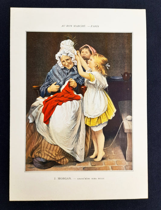 Au Bon Marche Publicity Cards - Set of 6 Chromolithographs of 19th Century Art- Excellent Condition
