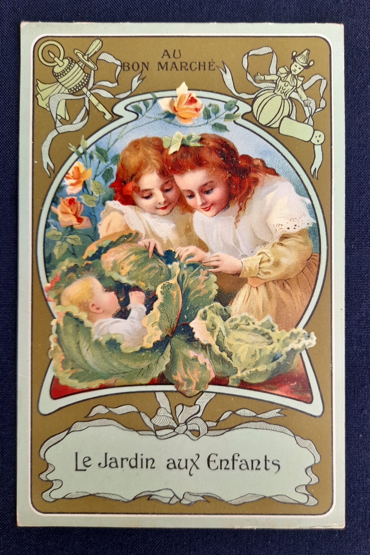6 cartoline pubblicitarie francesi Au Bon Marché, collezione Dubillon, c. 1900
