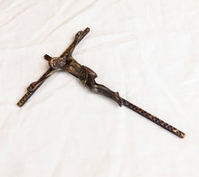 Charger l'image dans la galerie, Art Deco Bronze Corpus Christi on Gilded Bronze Cross signed A. Barbier - circa 1930 18 x 13 Centimetres