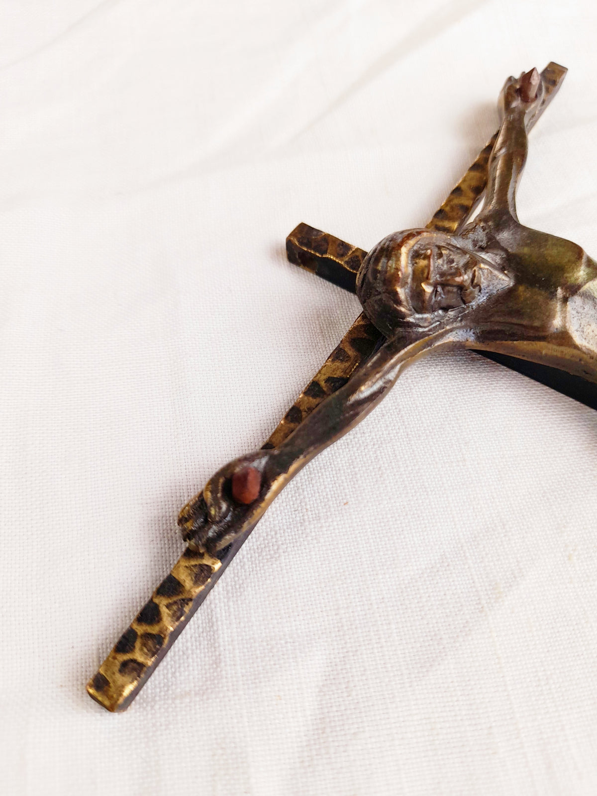 Art Deco Bronze Corpus Christi on Gilded Bronze Cross signed A. Barbier - circa 1930 18 x 13 Centimetres