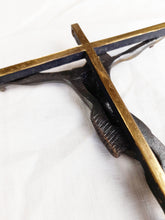Charger l'image dans la galerie, Art Deco Bronze Corpus Christi on Gilded Bronze Cross signed A. Barbier - circa 1930 18 x 13 Centimetres
