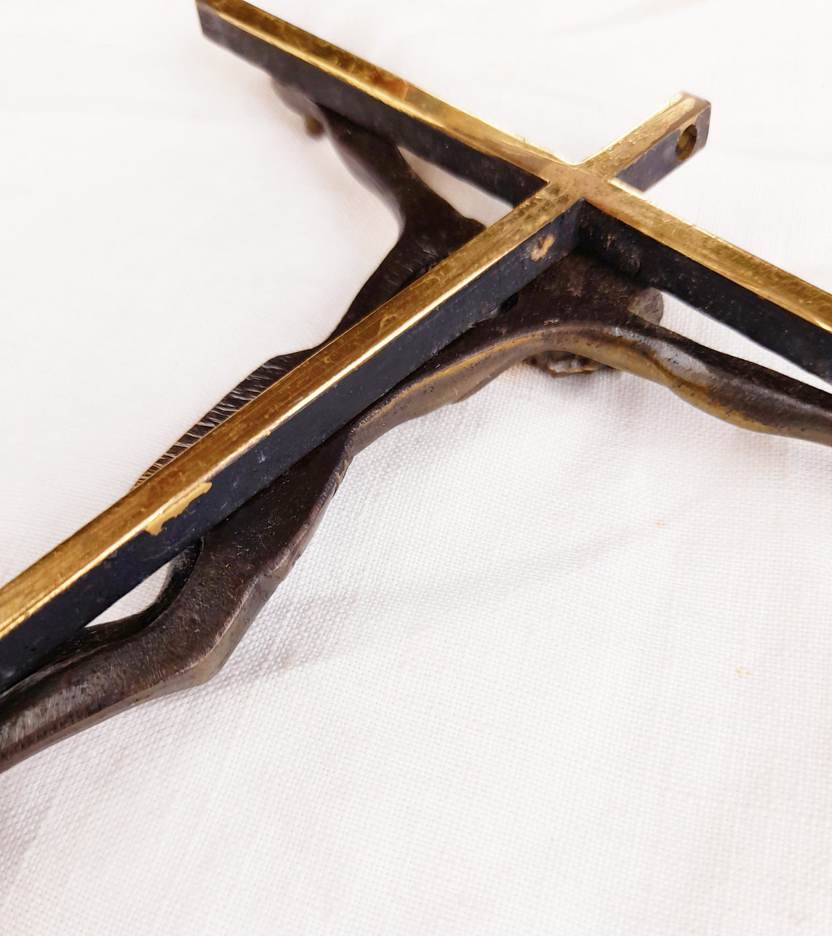 Art Deco Bronze Corpus Christi on Gilded Bronze Cross signed A. Barbier - circa 1930 18 x 13 Centimetres