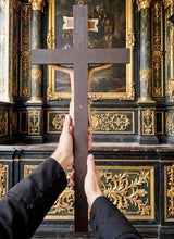 Load image into Gallery viewer, Stunning Church Cross with Hand Carved and Hand Painted Corpus Christi. 77x31 cm in Excellent Condition Circa 1860