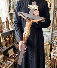 Load image into Gallery viewer, Stunning Church Cross with Hand Carved and Hand Painted Corpus Christi. 77x31 cm in Excellent Condition Circa 1860