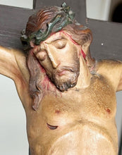 Load image into Gallery viewer, Stunning Church Cross with Hand Carved and Hand Painted Corpus Christi. 77x31 cm in Excellent Condition Circa 1860