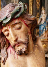 Load image into Gallery viewer, Stunning Church Cross with Hand Carved and Hand Painted Corpus Christi. 77x31 cm in Excellent Condition Circa 1860