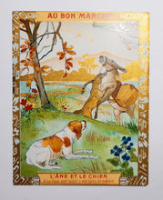 Laden Sie das Bild in den Galerie-Viewer, Victorian Trade Cards From Au Bon Marche Paris, Very Rare Complete Set Of 10 Cards, Theme Is Fables Of Jean De La Fontaine