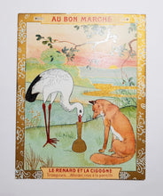 Laden Sie das Bild in den Galerie-Viewer, Victorian Trade Cards From Au Bon Marche Paris, Very Rare Complete Set Of 10 Cards, Theme Is Fables Of Jean De La Fontaine